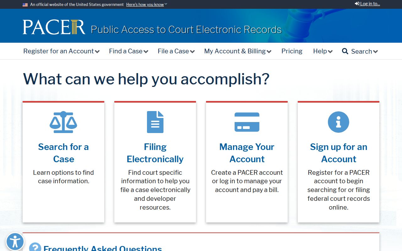 Federal PACER system for criminal court cases connected to Quay County