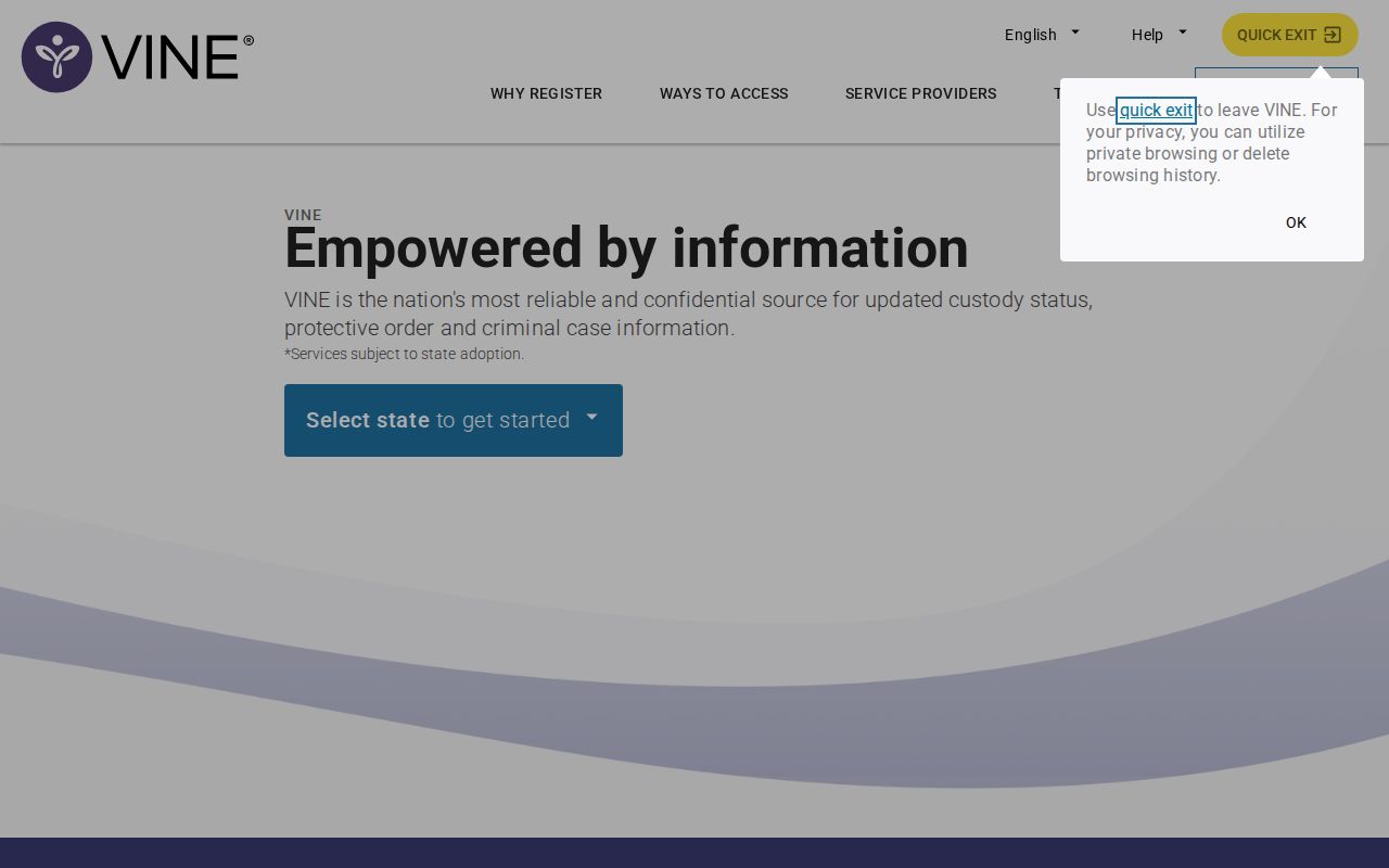 Quay County criminal records custody notification service