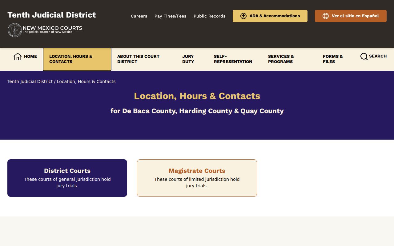 Quay County criminal history court office schedule